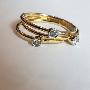 solid gold real diamond stackable ring 1 pc